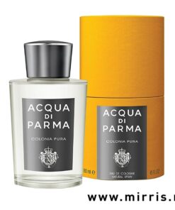 Bočica parfema Acqua Di Parma Colonia Pura pored kutije žute boje