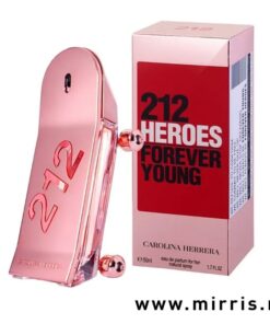 Bočica ženskig parfema Carolina Herrera 212 Heroes Forever Young pored originalne kutije