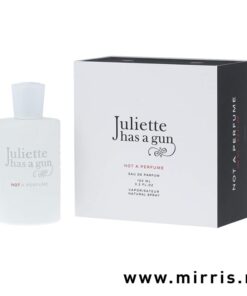 Bela bočica parfema Juliette Has A Gun Not A Perfume pored originalne kutije