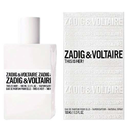 Boca ženskog parfema Zadig&Voltaire This Is Her i kutija bele boje