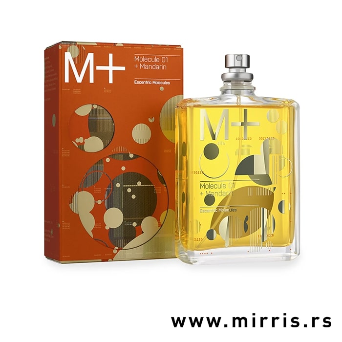 Boca parfema Escentric Molecules Molecule 01 + Mandarin pored originalne kutije