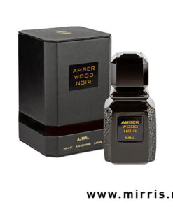 Boca parfema Ajmal Amber Wood Noir i kutija crne boje