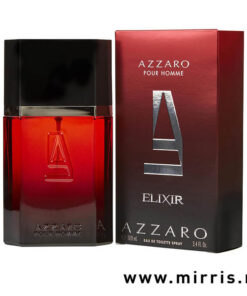 Bočica parfema Azzaro Pour Homme Elixir i kutija crvene boje
