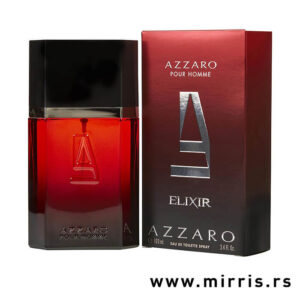 Bočica parfema Azzaro Pour Homme Elixir i kutija crvene boje