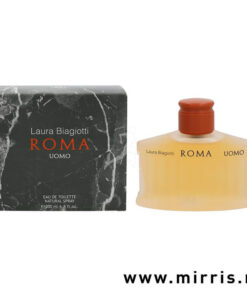 Boca muškog parfema Laura Biagiotti Roma Uomo i njegova kutija