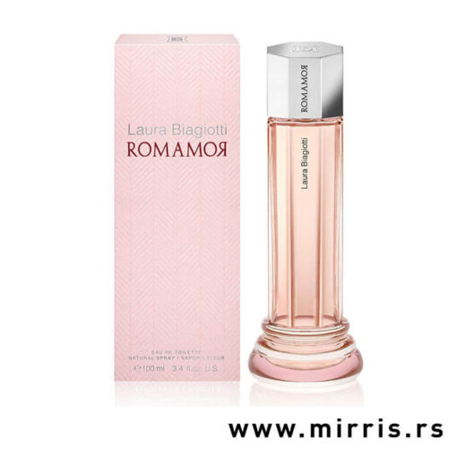 Bočica parfema Laura Biagiotti Romamor i kutija roze boje