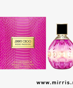 Boca ženskog parfema Jimmy Choo Rose Passion i ljubičasta kutija