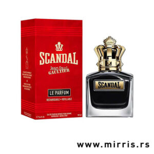 Bočica parfema Jean Paul Gaultier Scandal Pour Homme Le Parfum i kutija crvene boje