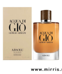 Boca muškog parfema Giorgio Armani Acqua Di Gio Absolu pored originalne kutije