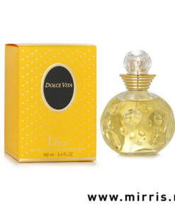Bočica parfema Dior Dolce Vita i žuta kutija