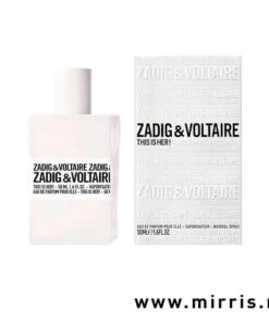 Bočica ženskog parfema Zadig&Voltaire This Is Her i kutija bele boje