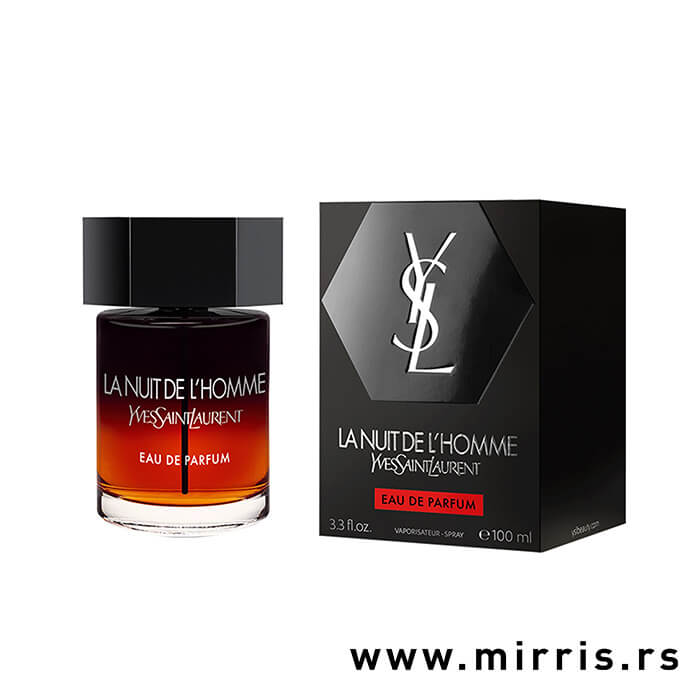 Boca muškog parfema Yves Saint Laurent La Nuit De L'Homme Eau de Parfum i njegova kutija